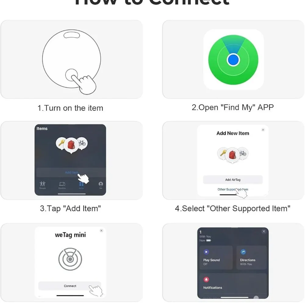 Air Tracker Tags 4 Pack Bluetooth Works with Apple Find My APP (iOS Only) Smart